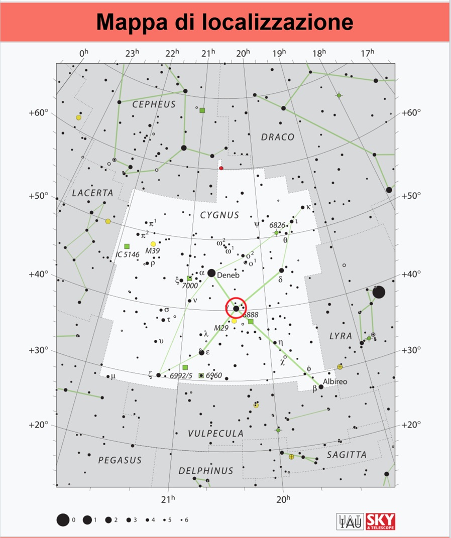 Star map showing the location of IC 1318 in Cygnus