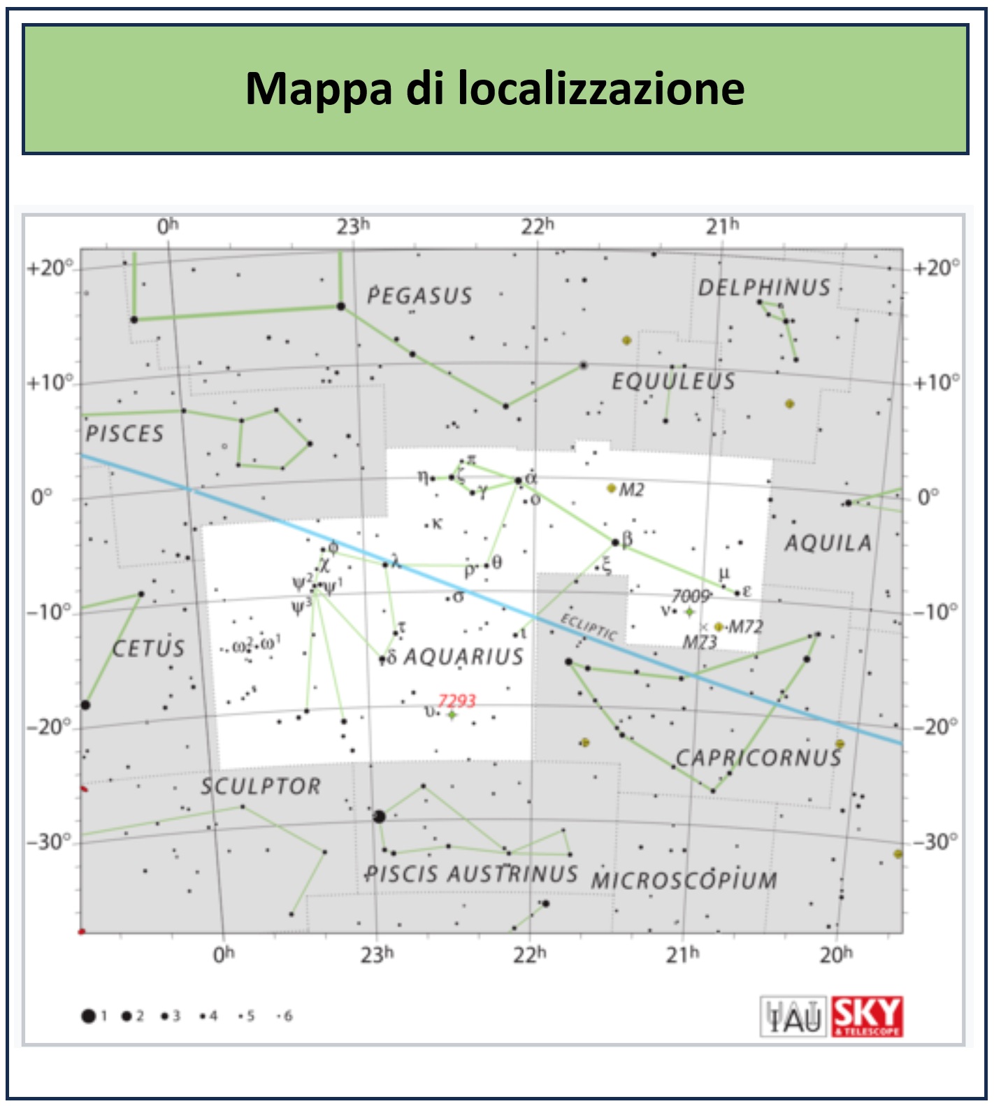 Star map showing the location of NGC 7293 Helix Nebula